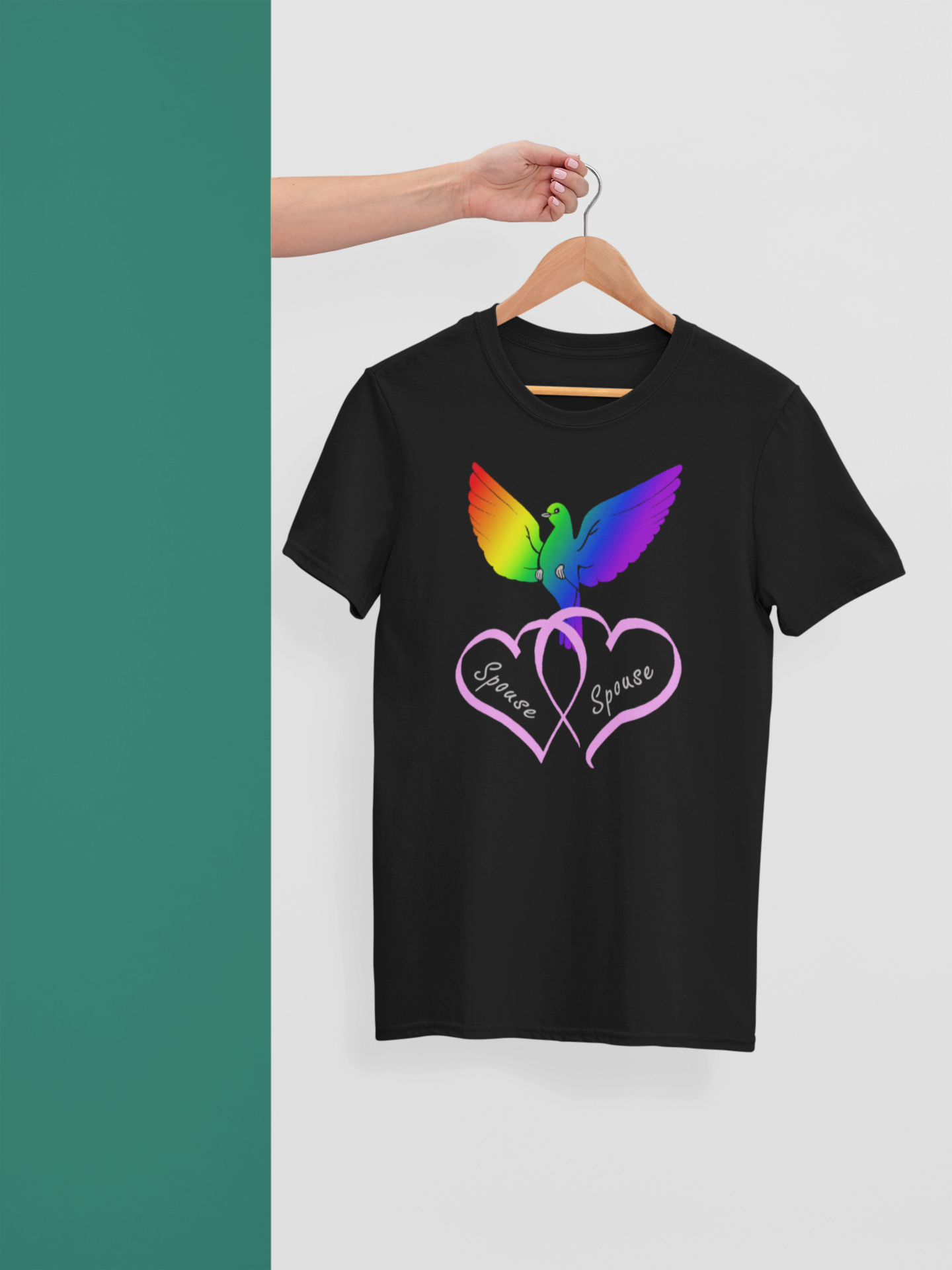 Rainbow Bird & Hearts - Bride Bride (Pink)