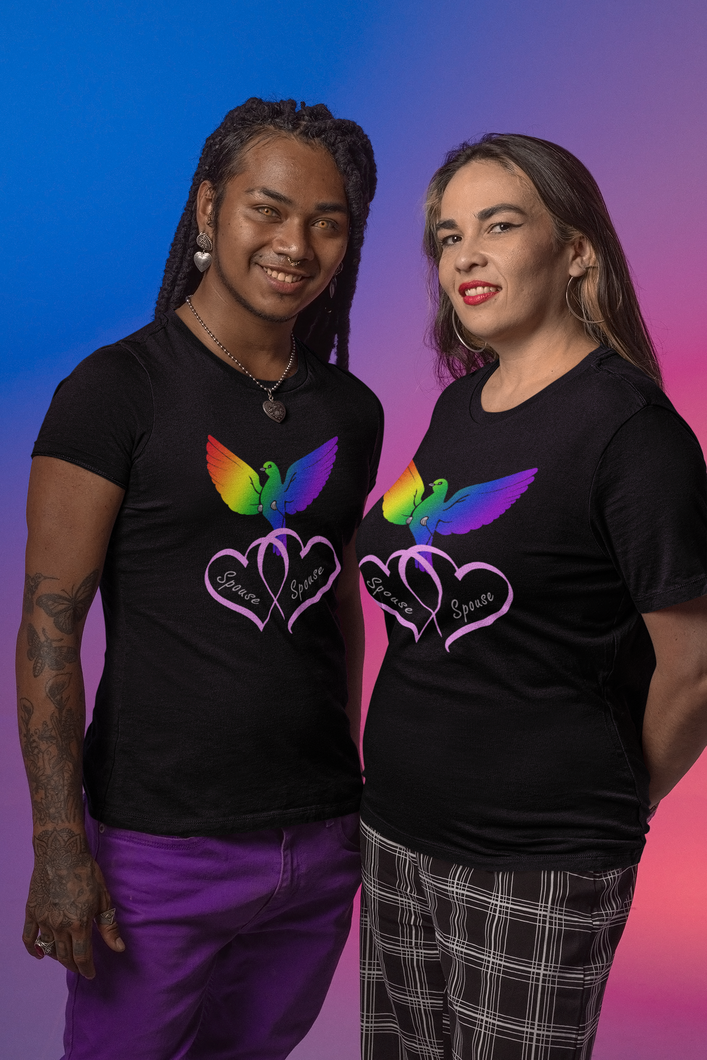 Rainbow Bird & Hearts - Bride Bride (Pink)