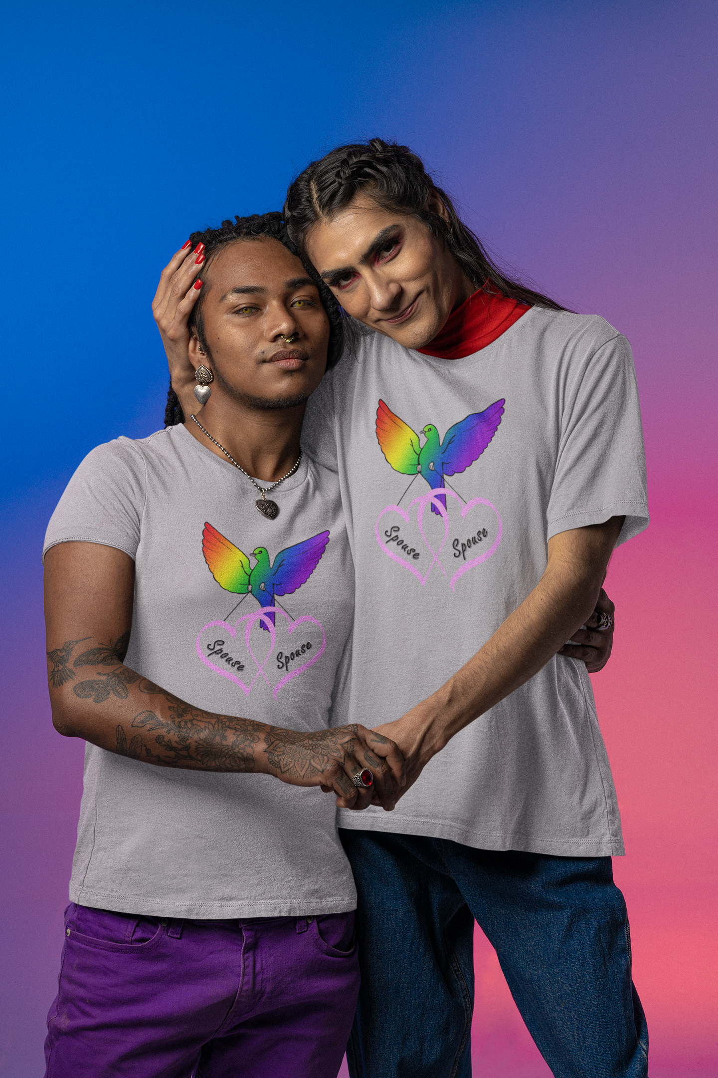 Rainbow Bird & Hearts - Bride Bride (Pink)