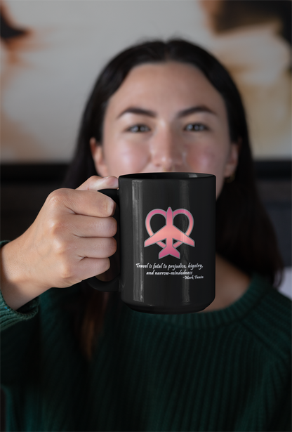 Travel - Fatal to Prejudice 15oz Black Ceramic Mug