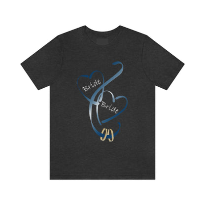 Hearts and Ribbon Wedding T-shirt - Bride/Bride (Dk Blue)