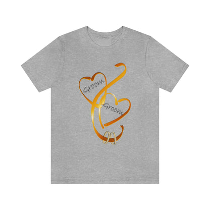 Hearts and Ribbon Wedding T-shirt - Groom/Groom (Orange)