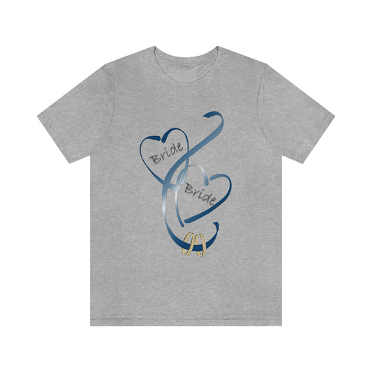 Hearts and Ribbon Wedding T-shirt - Bride/Bride (Dk Blue)