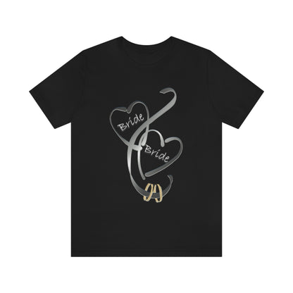 Hearts and Ribbon Wedding T-shirt - Bride/Bride (Silver)