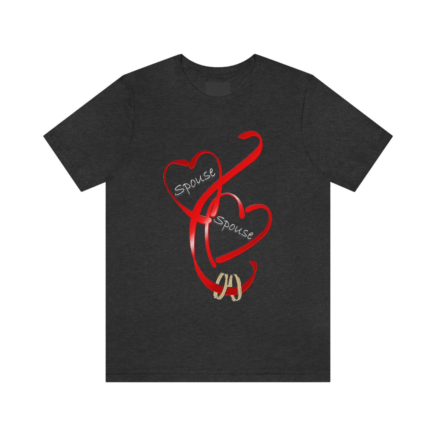 Hearts and Ribbon Wedding T-shirt - Spouse/Spouse (Red)