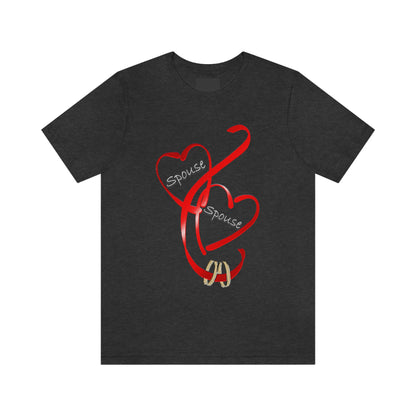Hearts and Ribbon Wedding T-shirt - Spouse/Spouse (Red)